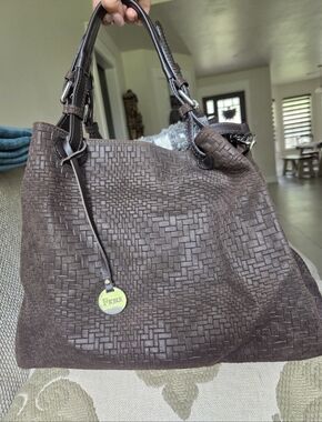 Fiore Woven Leather Bag - Brown